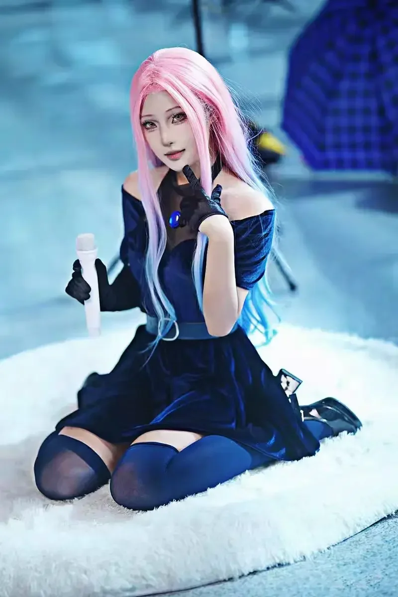 미지 코스프레 의상 애니메이션 외계인 무대 코스프레 의 - Anime Cosplay Blue Hair 리뷰 및 가격