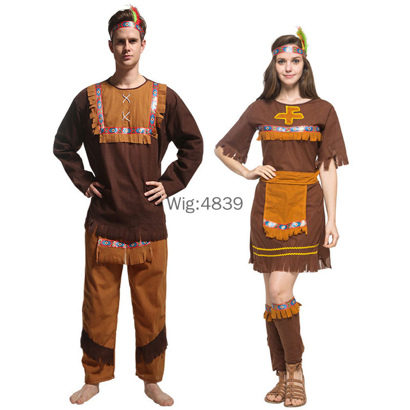 할로윈 의상 성인 커플 인도 원주민 옷 여성 남성 원시 - Anime Cosplay Couple 리뷰 및 가격